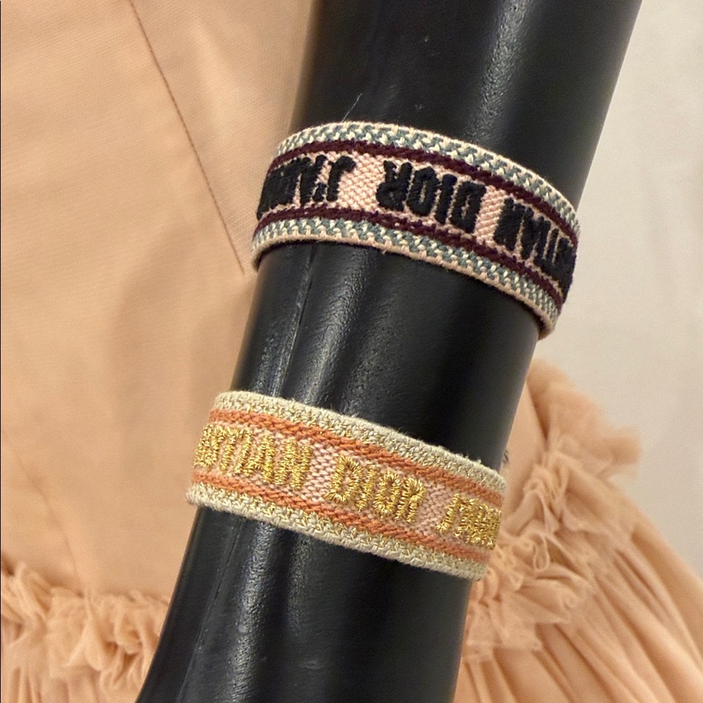 ✨ CHRISTIAN DIOR J’ADIOR Ribbon Bracelets – Embroidered Logo Set – Paris Chic